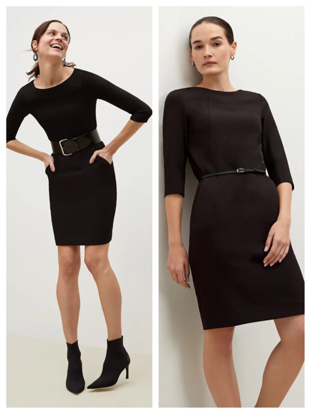 *no belt* MM Lafleur The Etsuko Dress WonderTex Easy Care 3/4 Sleeves Sz 4 Black